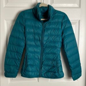 Stile Benetton Women's Quilted Jacket size 4 40 Teal zip front snow winter